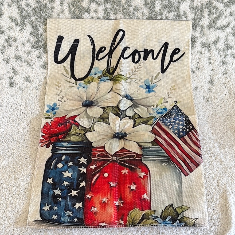 Patriotic American July 4th Welcome Garden Flag 12x18” NWT